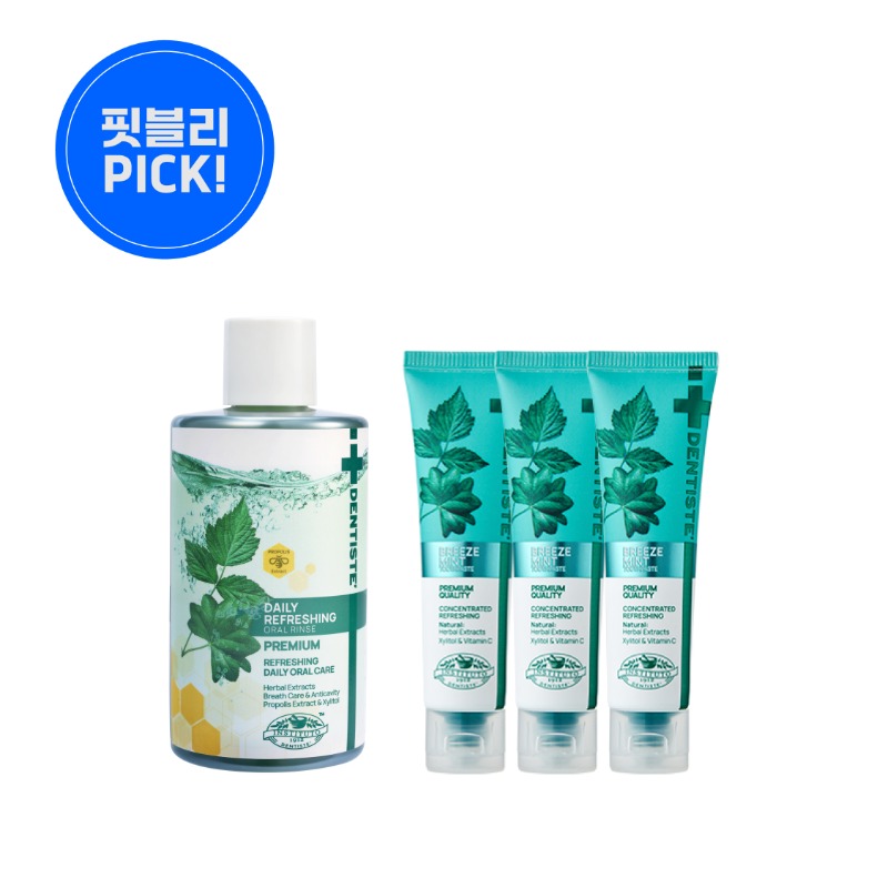 핏블리 x 덴티스테 📍 구강 관리 1등 브랜드 I 치약&가글 (프로폴리스 함유) 배경