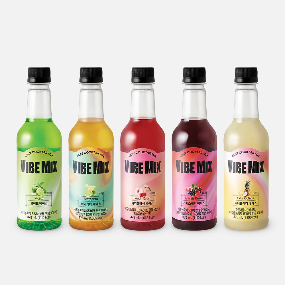 아가리어터 채널 단독 40% 할인 I 바이브믹스 논알콜 칵테일 하이볼 베이스 375ml 피치크러쉬 외 5종 배경