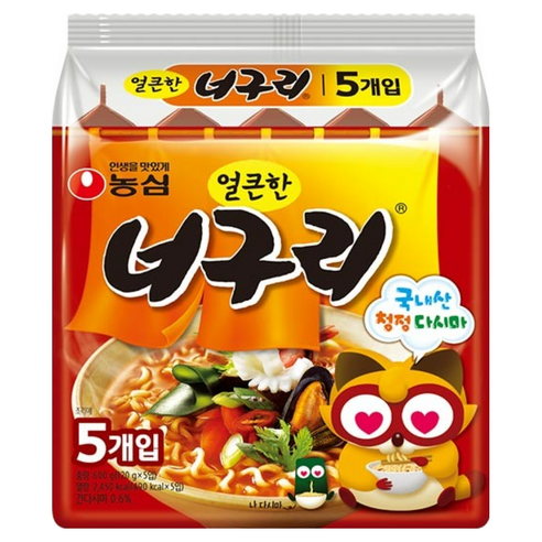 너구리 얼큰한맛 120g, 5개 (4,230원/무료배송)